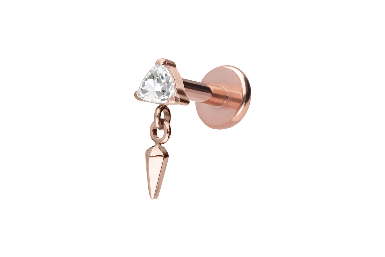 Titan Labret Piercing mit Push Fit KRISTALLDREIECK + SPITZE